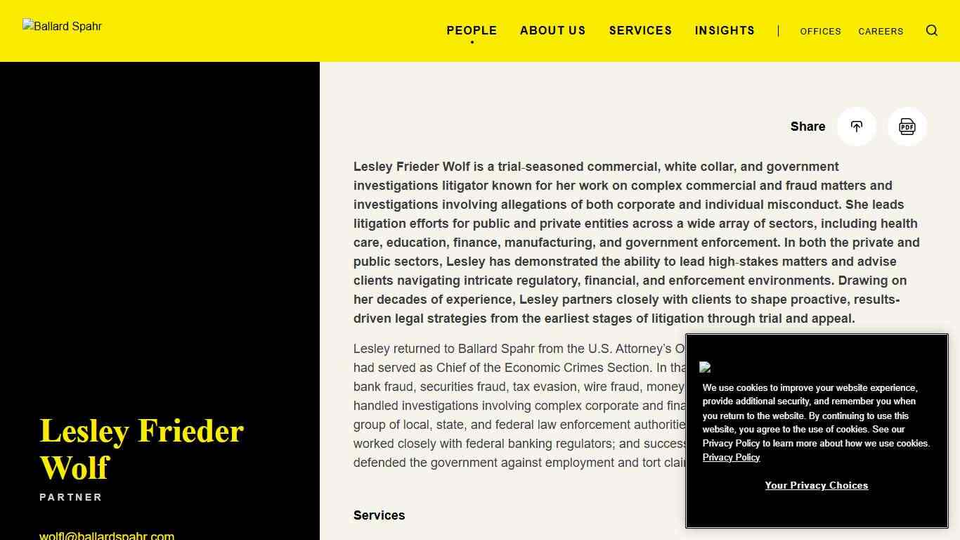 Lesley Frieder Wolf People Ballard Spahr