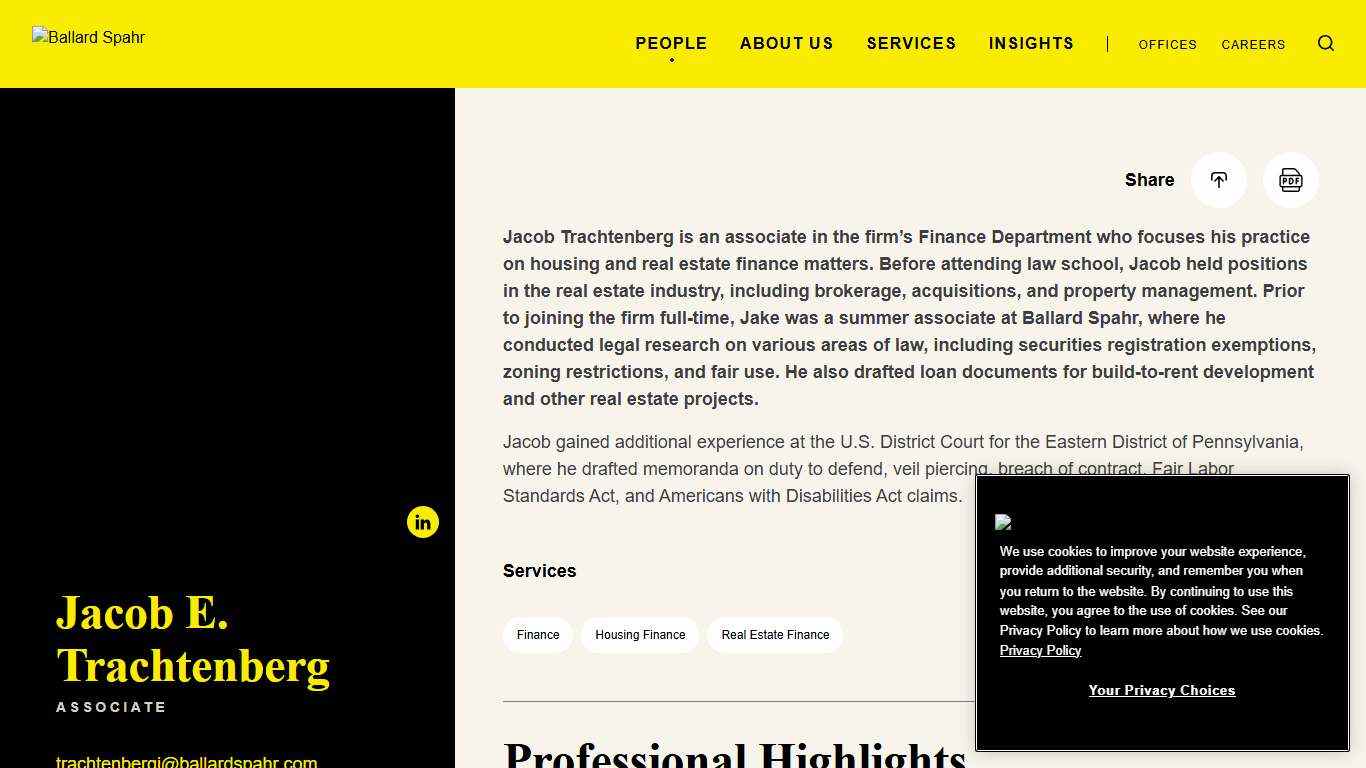 Jacob E. Trachtenberg People Ballard Spahr